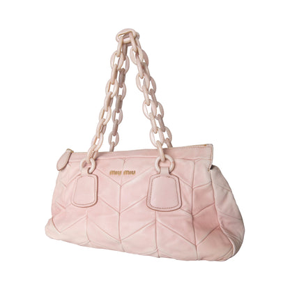 MiuMiu Metalasse Chainlink Strap Baby Pink Quilted Shoulder Bag | O/S, Multicoloured