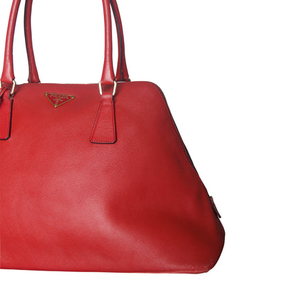 Prada Red Leather Promenade Saffiano Handbag | O/S, Multicoloured