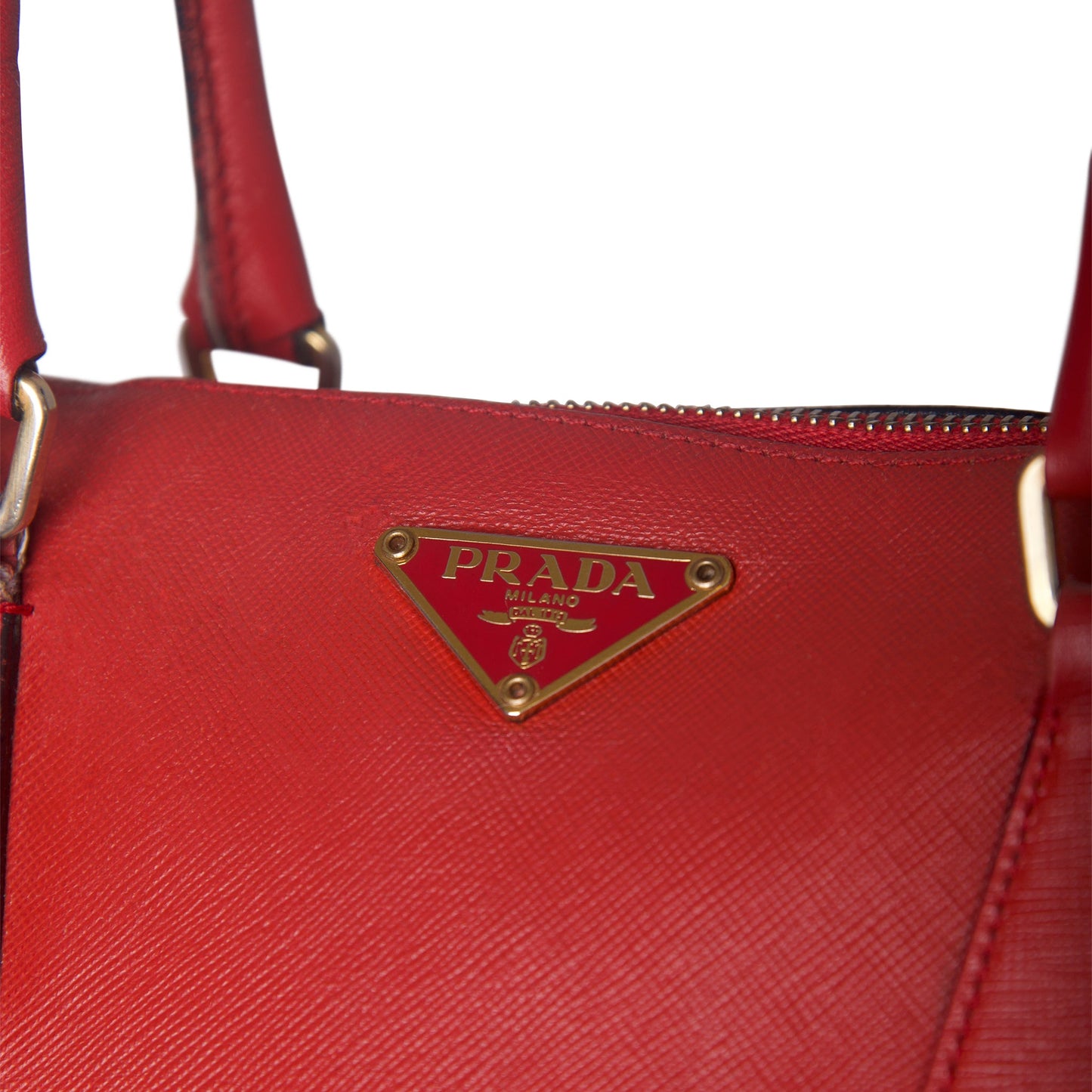 Prada Red Leather Promenade Saffiano Handbag | O/S, Multicoloured