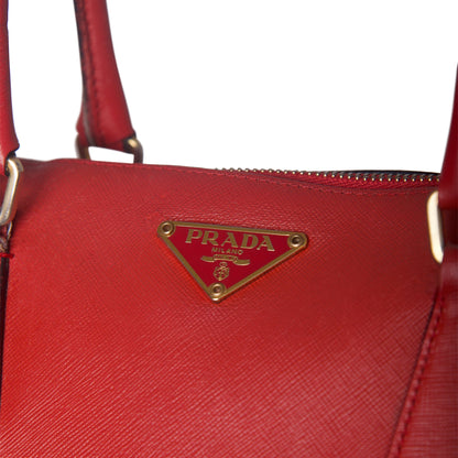Prada Red Leather Promenade Saffiano Handbag | O/S, Multicoloured