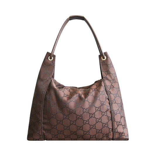 Gucci Brown Monogram Nylon Hobo Bag
