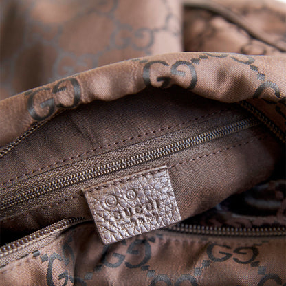 Gucci Brown Monogram Nylon Hobo Bag