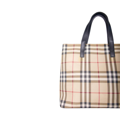 Burberry Beige Haymarket Coated Canvas Tote Bag | O/S, Multicoloured