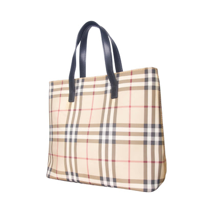 Burberry Beige Haymarket Coated Canvas Tote Bag | O/S, Multicoloured