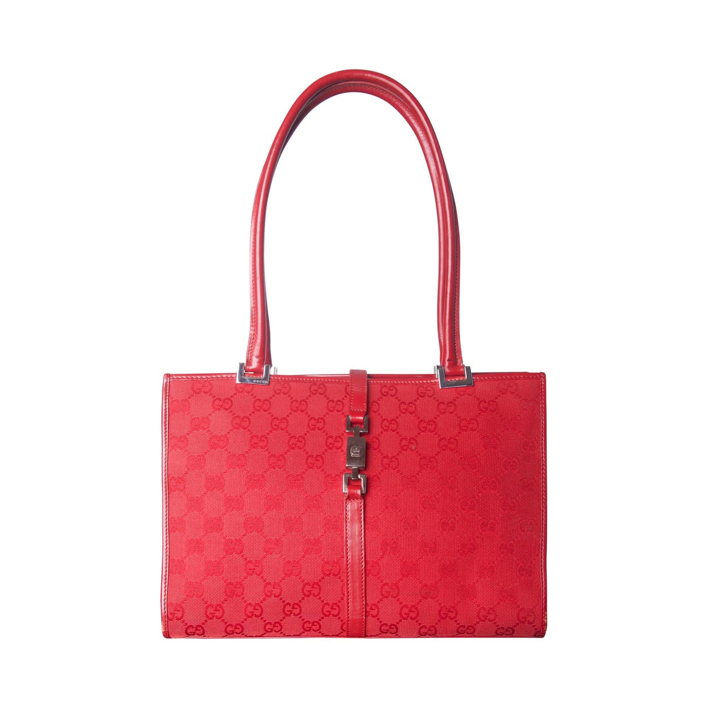 2000s Gucci Jackie GG Cherry Red Canvas Tote Bag | O/S, Red