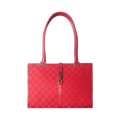 2000s Gucci Jackie GG Cherry Red Canvas Tote Bag | O/S, Red