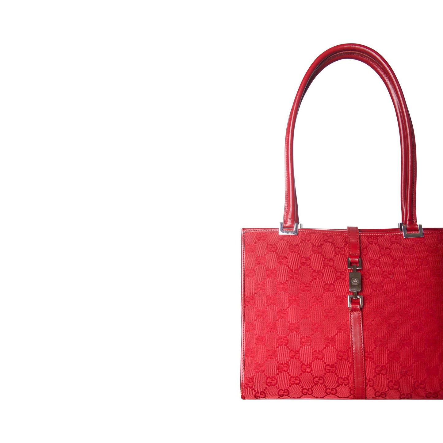 2000s Gucci Jackie GG Cherry Red Canvas Tote Bag | O/S, Red