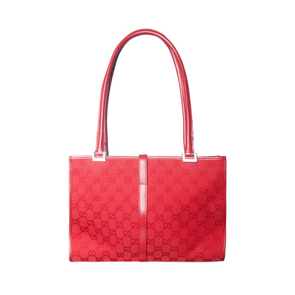 2000s Gucci Jackie GG Cherry Red Canvas Tote Bag | O/S, Red