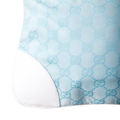 2000s Gucci Pale Blue GG Monogram White Leather Strap Jackie Bag | O/S, Multicoloured