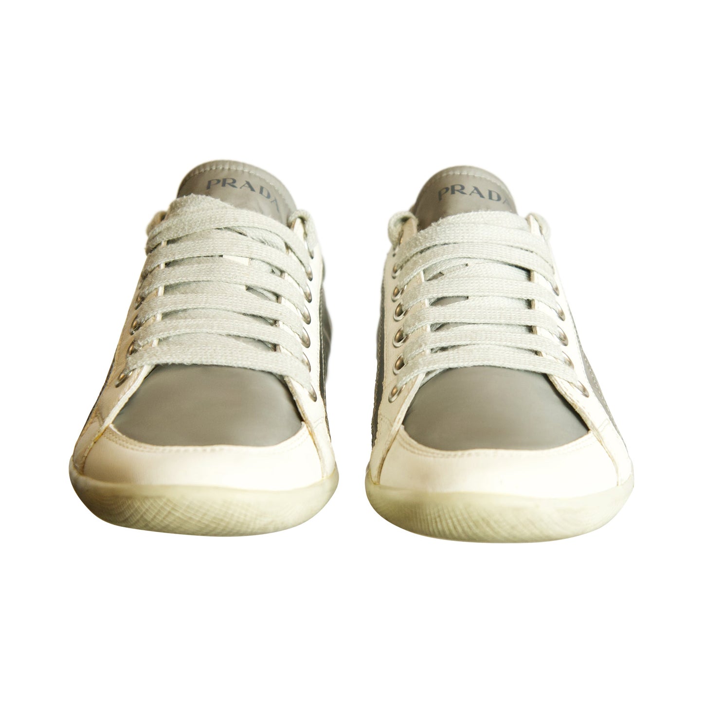 Prada White Patent Leather America's Cup Low Top Trainers