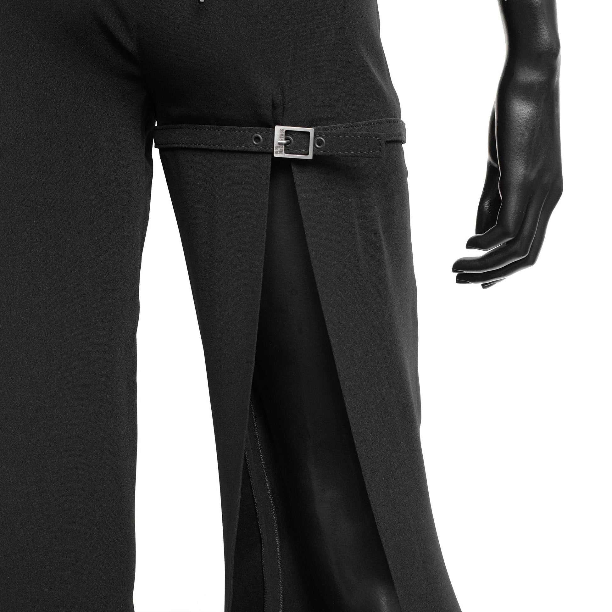 Dirk Bikkembergs SS 1997 tailored trousers with a buckle belt and back slit on the right leg. Size IT 38 / XS. Available at Artefact Archive.