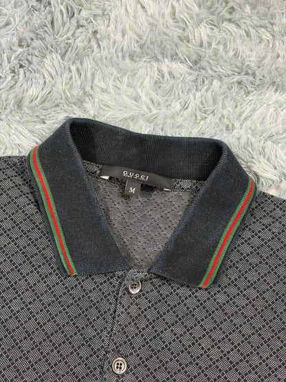 Gucci 2011 Cross Monogram Web Stripe Polo Shirt - S/M | O/S, Grey