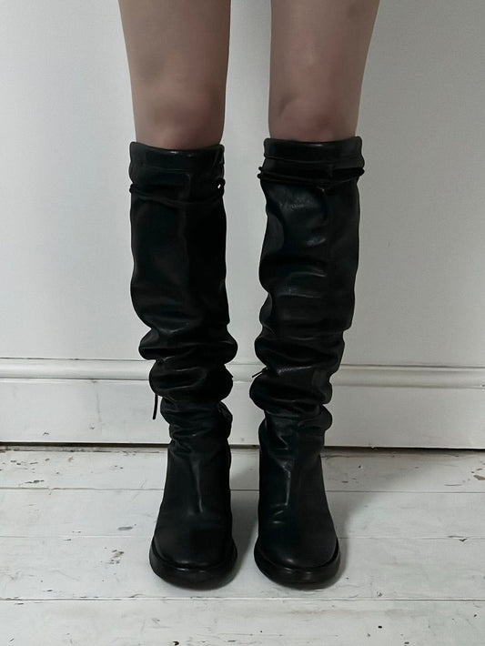 ANN DEMEULEMEESTER KNEE HIGH BOOTS (EU 40, FITS 41) | DEFAULT TITLE, Black