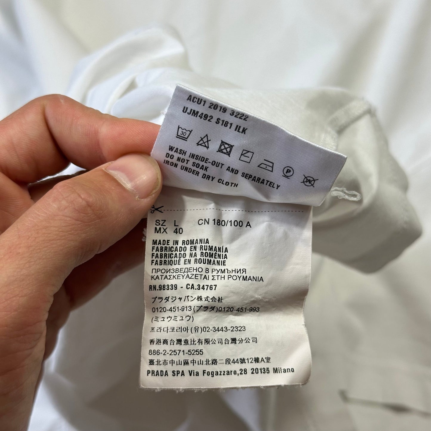 Prada 2019 Double Logo White Triangle T-shirt - M | Default Title, White