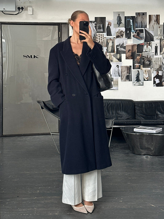 Emporio Armani 1990s Wool Cashmere Double Breasted Coat - L/XL