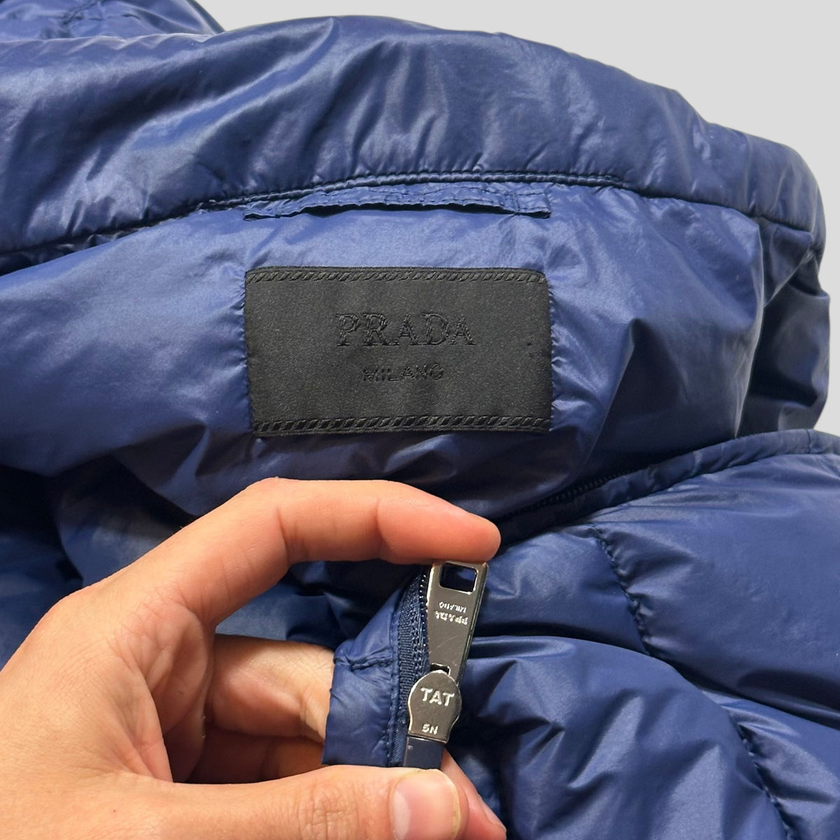 Prada 2017 Plaque Logo Nylon Goose Down Puffer Jacket - IT58 (L/XL) | XL, Blue