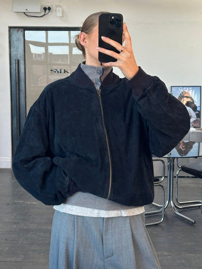 Vintage 1980s Suede Bomber Jacket - XL