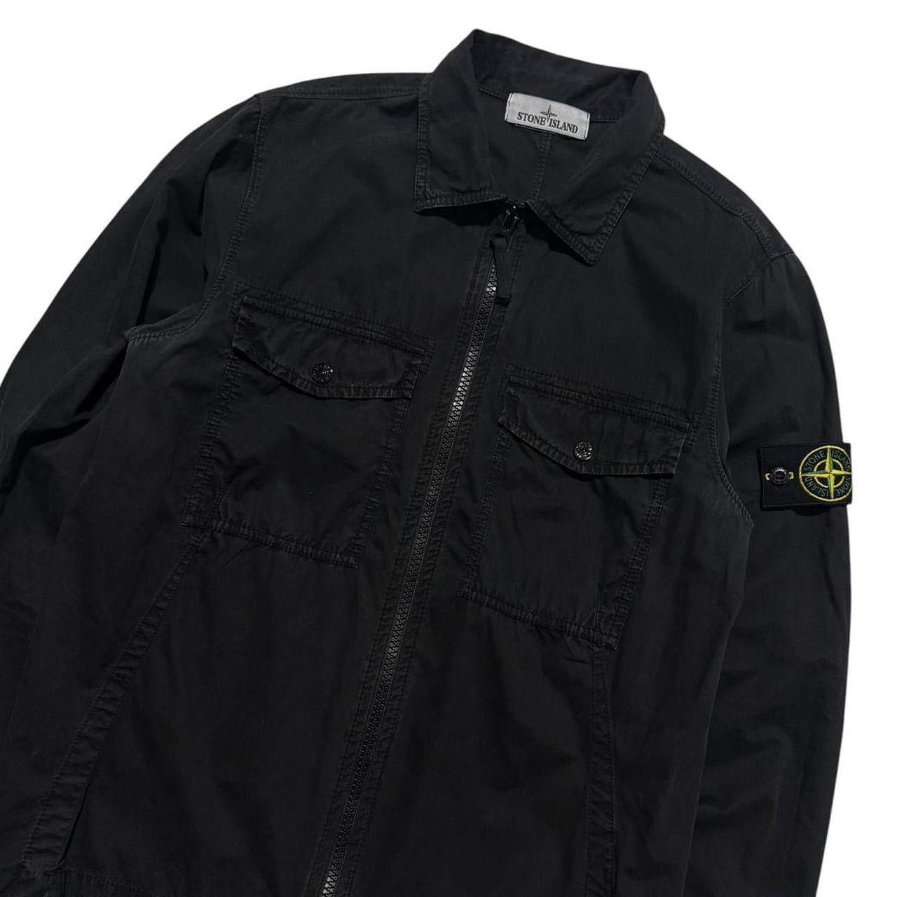 Stone Island Black Canvas Overshirt | Small, Black