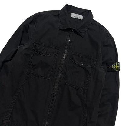 Stone Island Black Canvas Overshirt | Small, Black