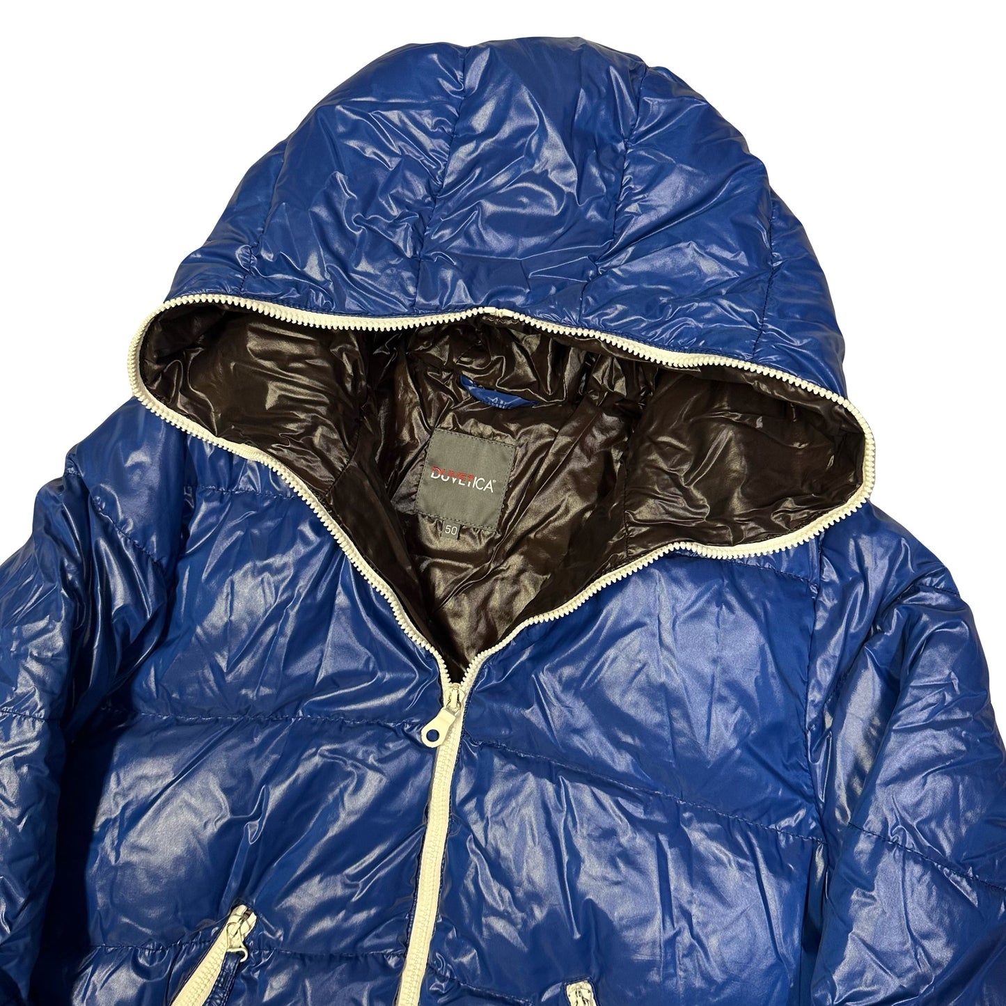 Duvetica Puffer Jacket In Blue & White ( L )