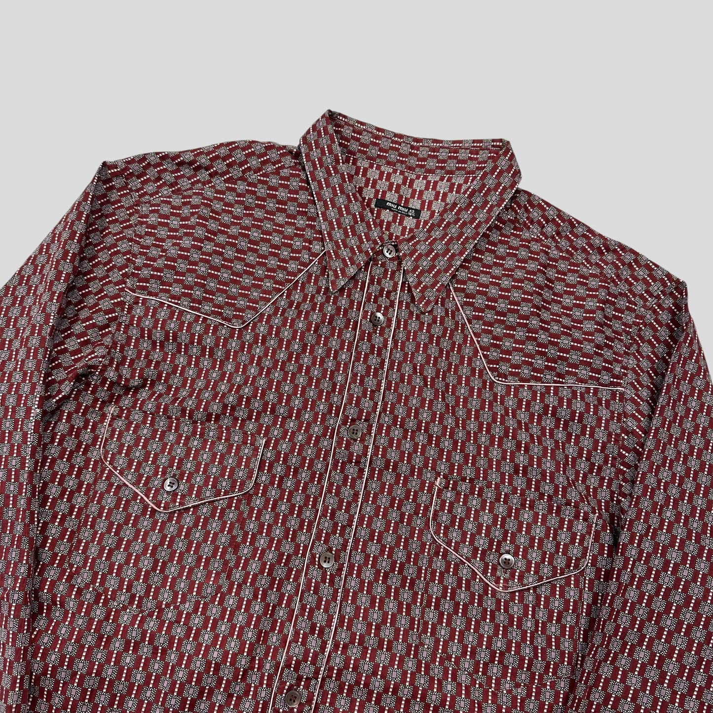 Miu Miu 00’s Western Cowboy Geometric Print Shirt - M/L | Default Title, Multicoloured