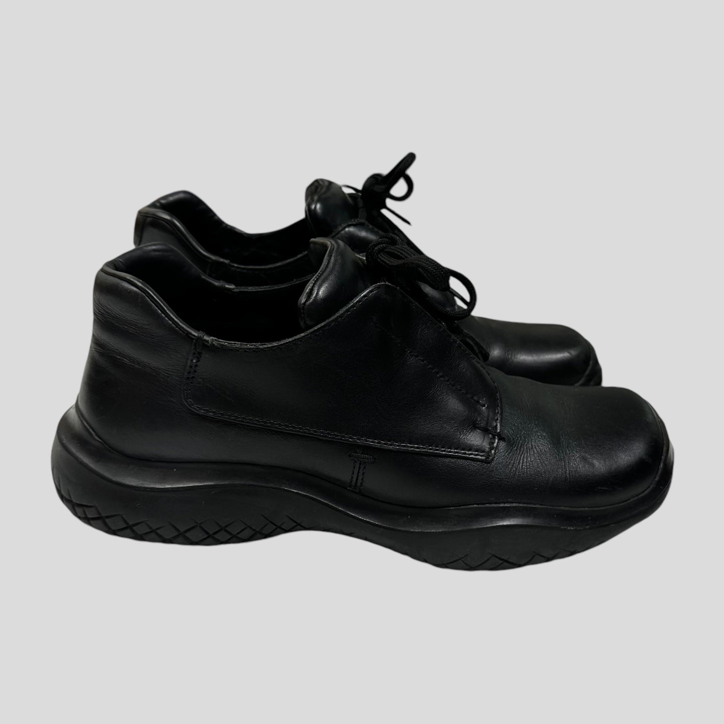 Prada Sport 1999 Vibram Square Toe Leather Derby Shoe - UK8