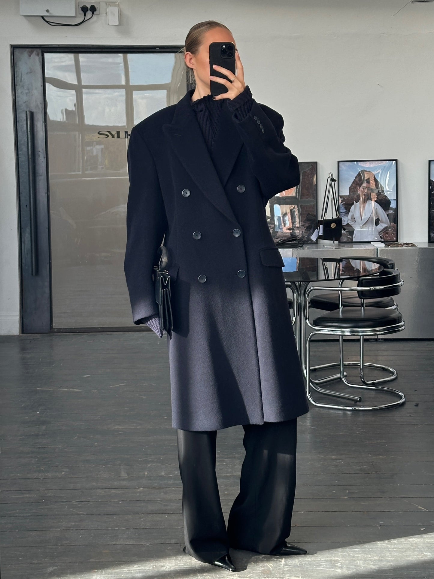 English Vintage 1990s Wool Cashmere Double Breasted Coat - XL