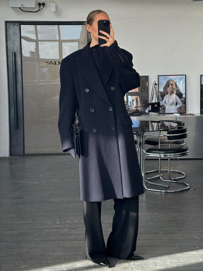 English Vintage 1990s Wool Cashmere Double Breasted Coat - XL