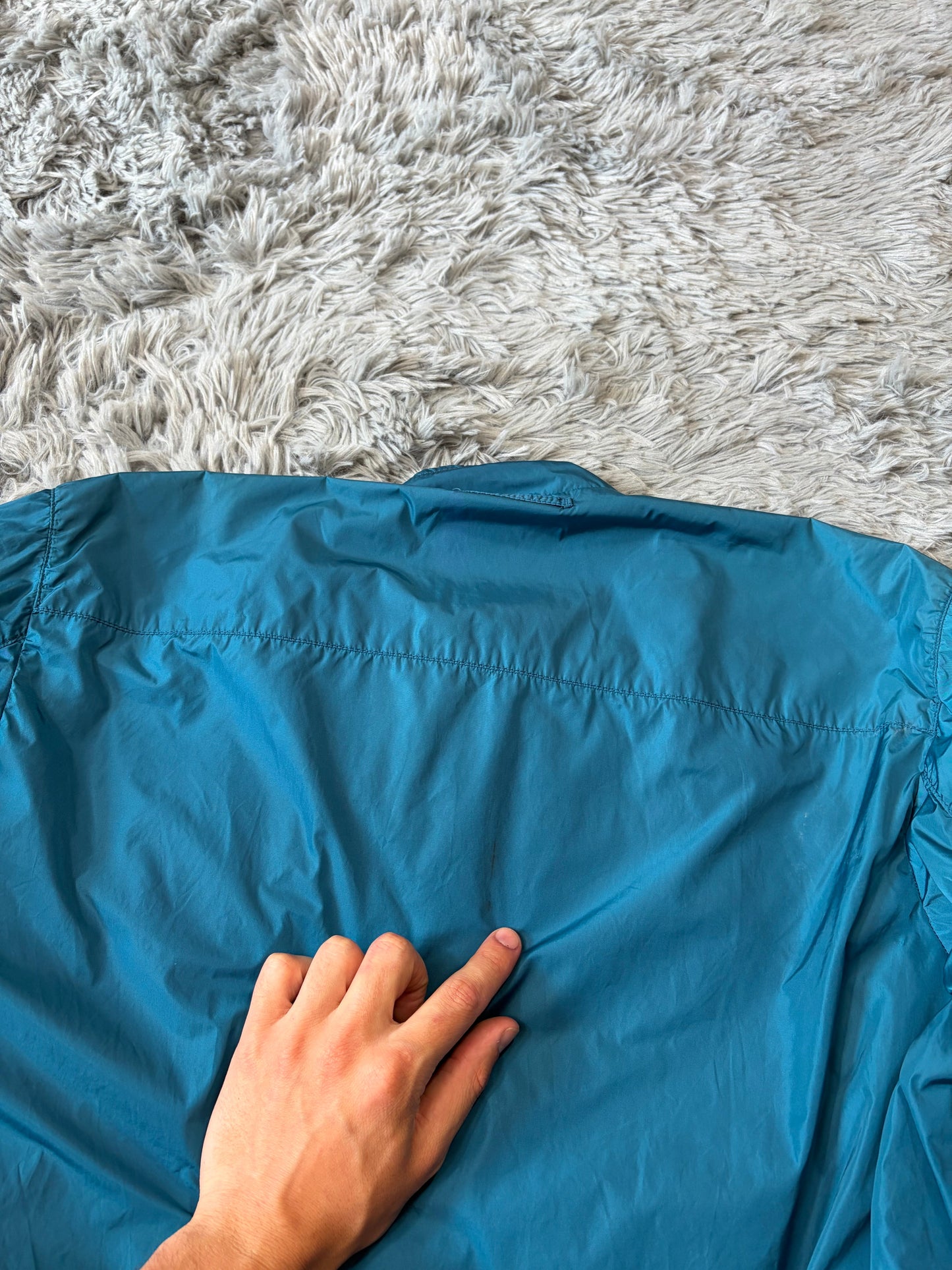 Prada Milano 00’s Teal and Mint Nylon Panelled Nylon Jacket - M | O/S, Teal and Mint