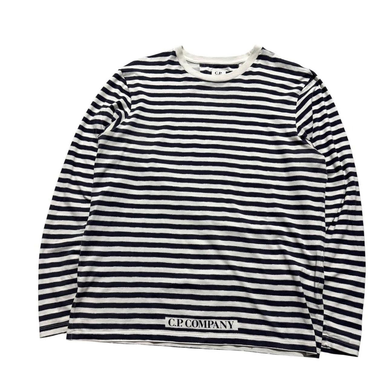 CP Company Striped Long Sleeve | Medium, Navy and White