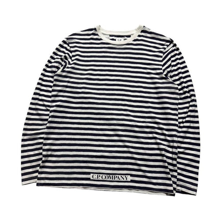 CP Company Striped Long Sleeve | Medium, Navy and White