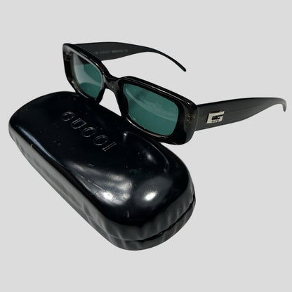 Gucci by Tom Ford 1996 Blue Tint G Logo Square Sunglasses | O/S, Black