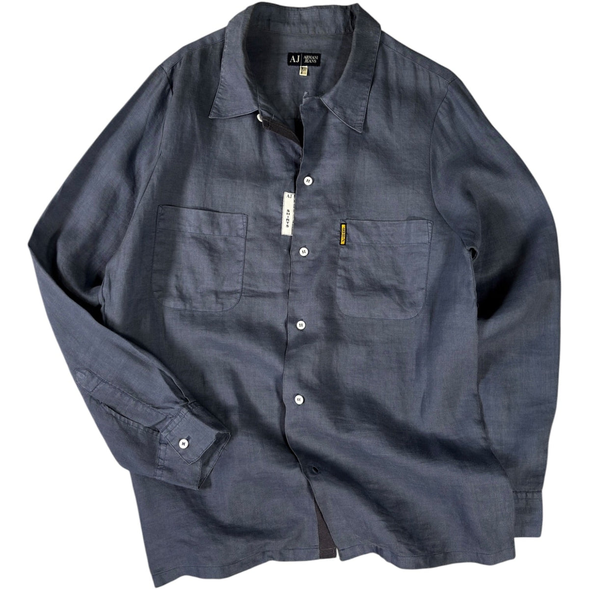 Armani Jeans 00’s Dual Pocket Linen Shirt L | Large, Grey
