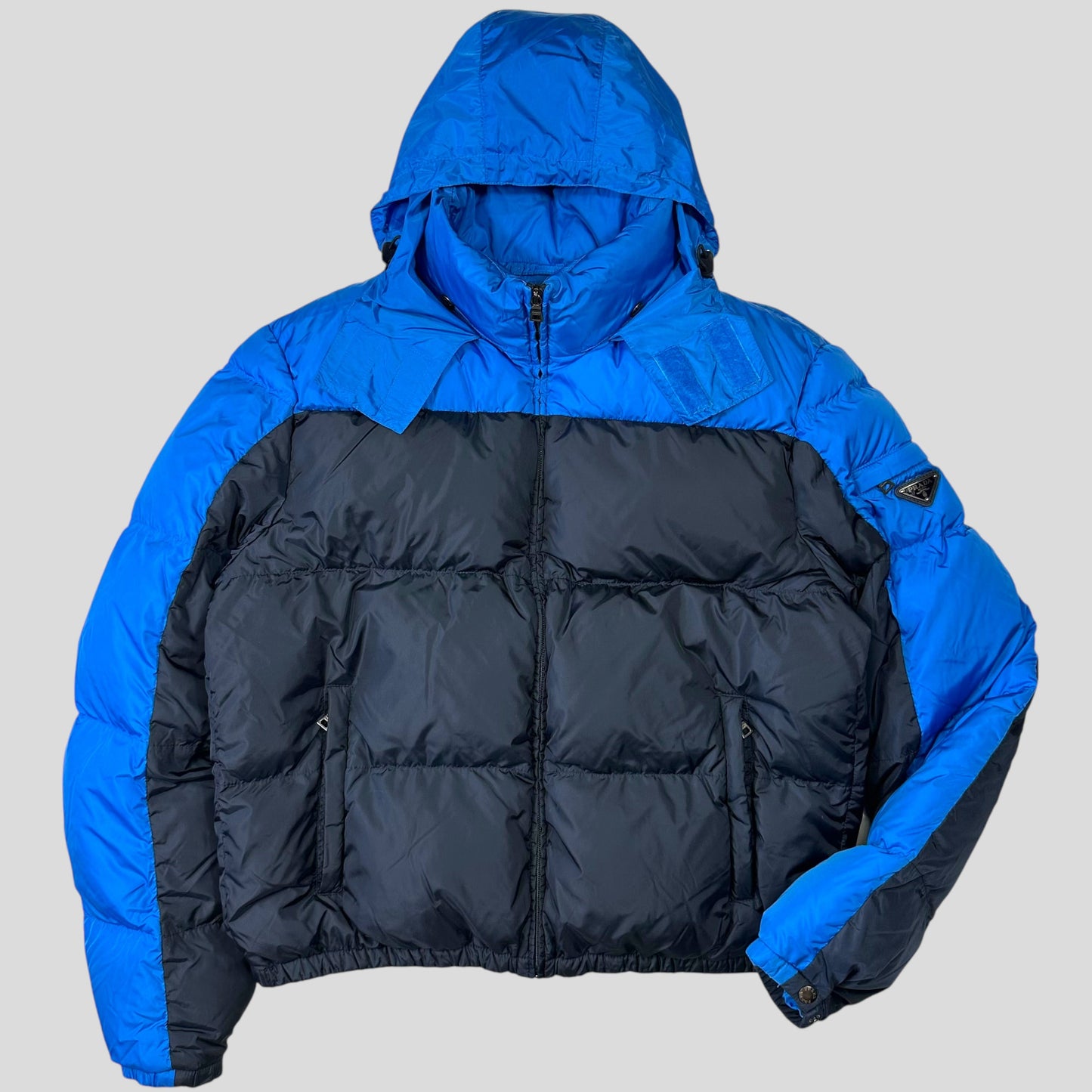 Prada 2012 Plaque Logo Bi-colour Nylon Goose Down Puffer Jacket - IT56 (L/XL) | Default Title, Blue