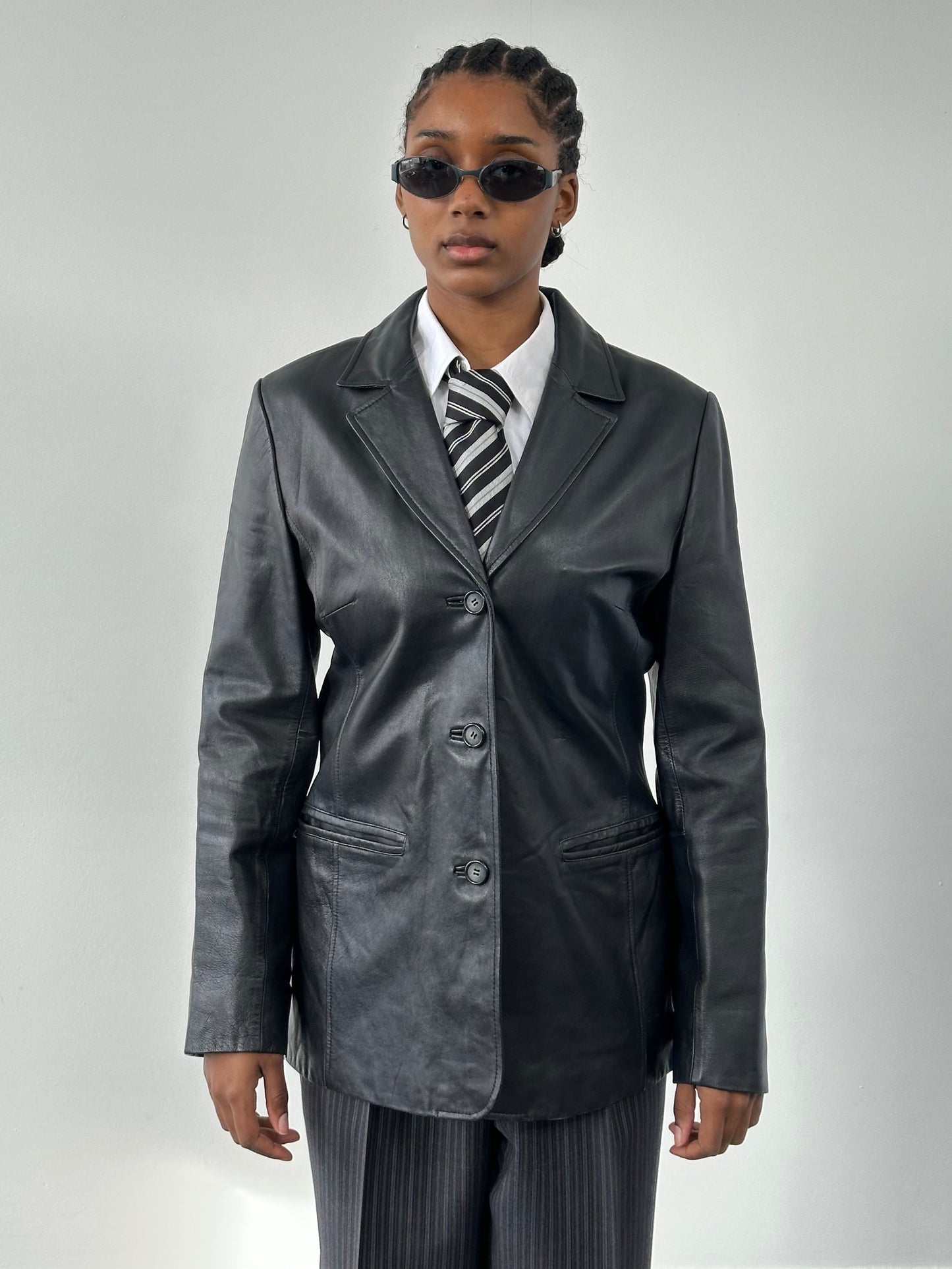 Vintage 1990s Minimal Leather Jacket - M