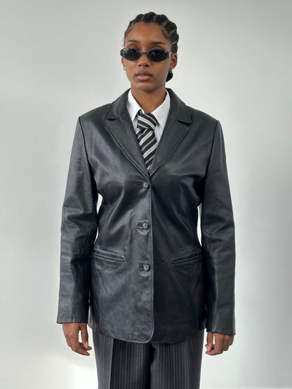 Vintage 1990s Minimal Leather Jacket - M