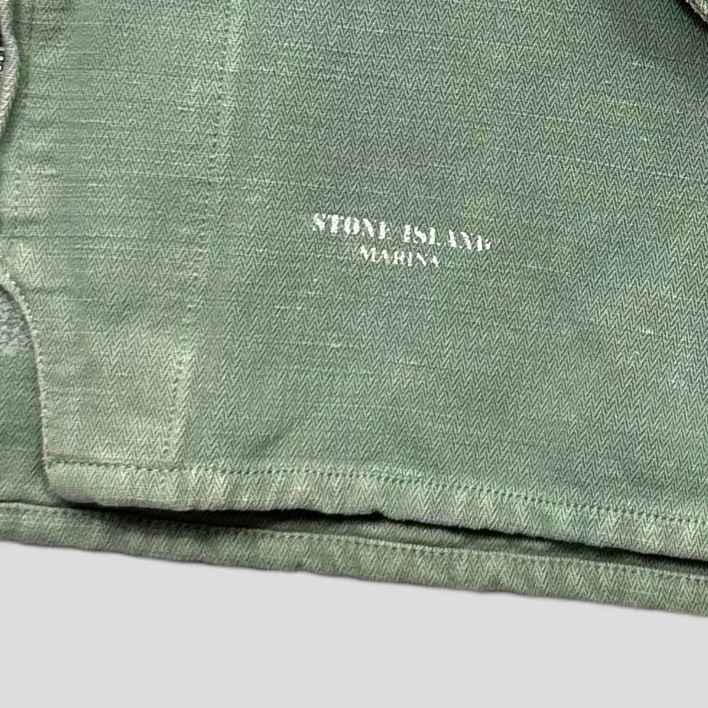 Stone Island Marina 1995 Sage Green Flax Cotton Zip-up Jacket - M