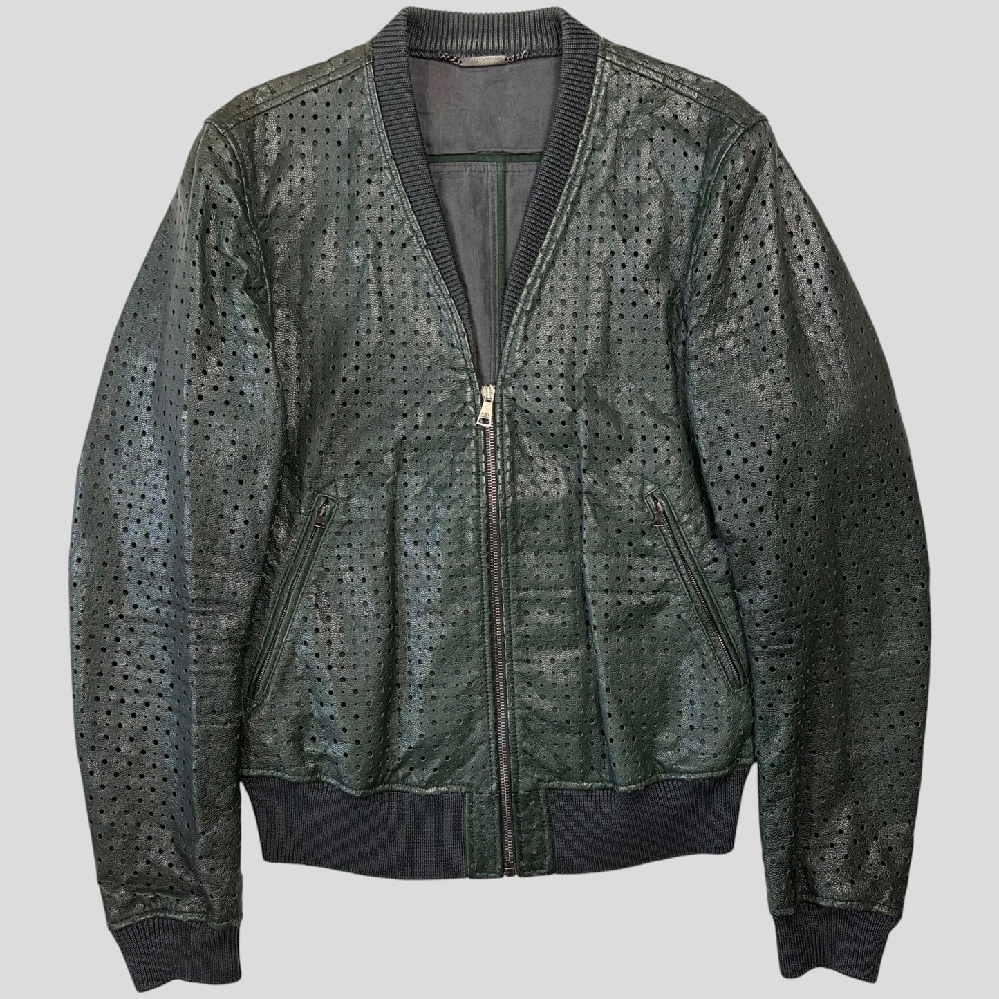 Dolce & Gabanna SS21 Perforated Goat Leather Bomber Jacket - S/M | O/S, Multicoloured