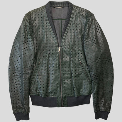 Dolce & Gabanna SS21 Perforated Goat Leather Bomber Jacket - S/M | O/S, Multicoloured