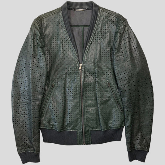 Dolce & Gabanna SS21 Perforated Goat Leather Bomber Jacket - S/M | O/S, Multicoloured