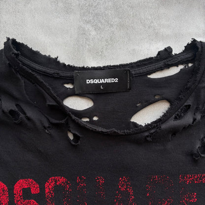 DISTRESSED DSQUARED2 T-SHIRT | O/S, Black