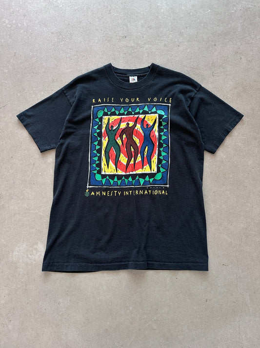 1990's Amnesty International Raise Your Voice T-Shirt - XL | X-Large, Red