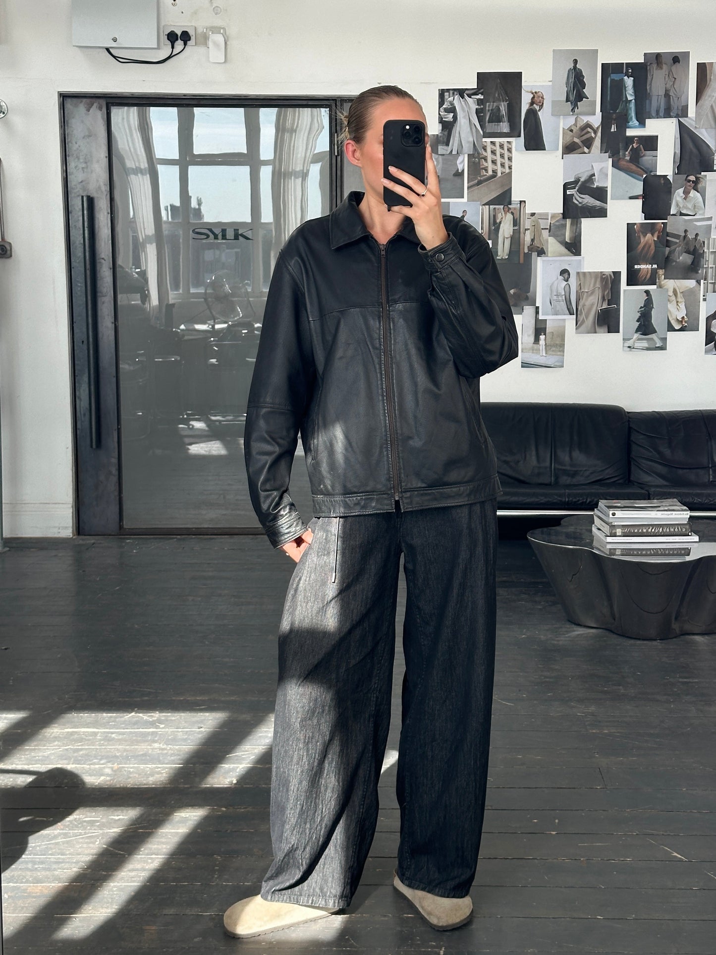 Vintage 1990s Minimal Leather Jacket - L/XL