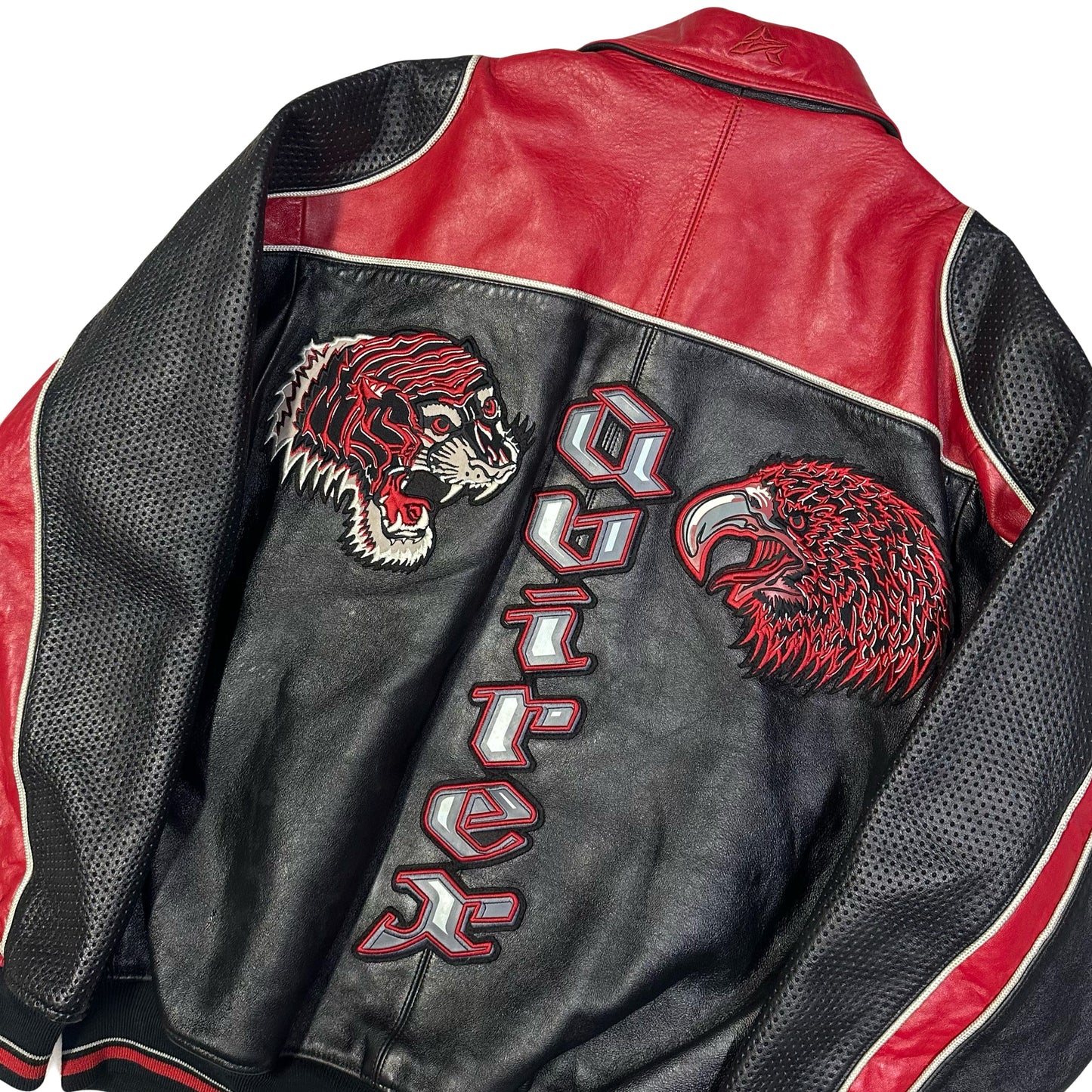 Avirex Leather Jacket In Black & Red ( M )