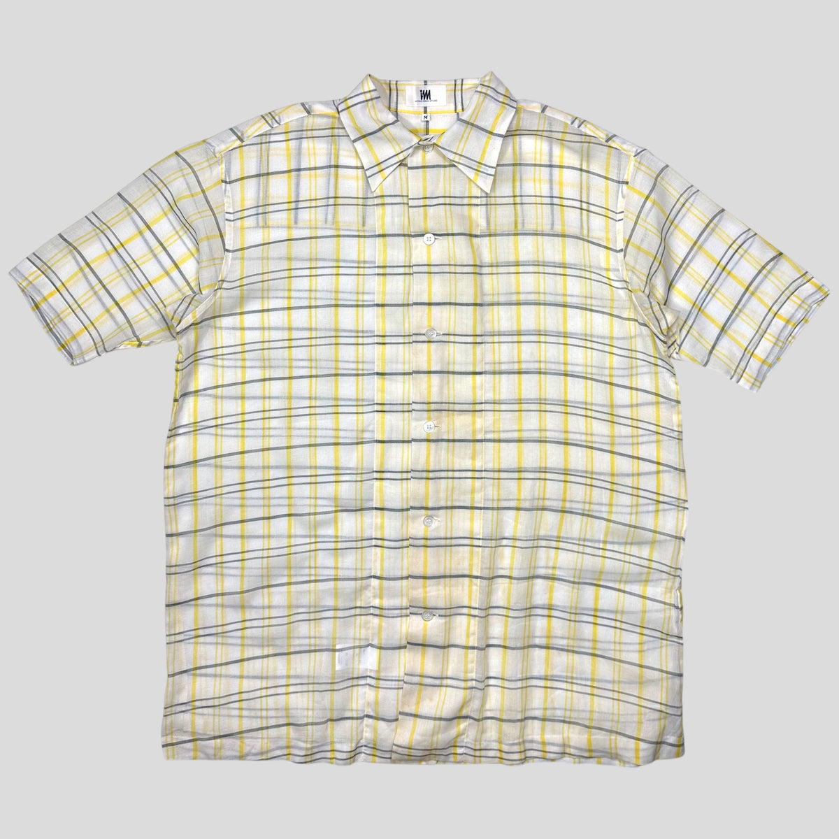 Issey Miyake IM Studios 00’s Plaid Check Sheer Cotton Cuban Shirt - M/L | Medium, Yellow