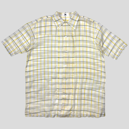 Issey Miyake IM Studios 00’s Plaid Check Sheer Cotton Cuban Shirt - M/L | Medium, Yellow