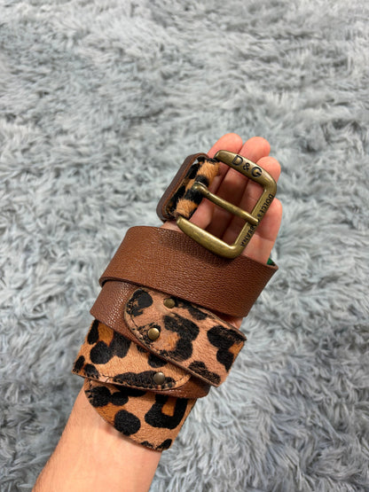 Dolce & Gabbana 00’s Pony Hair Leopard Reversible Leather Belt | O/S, Brown