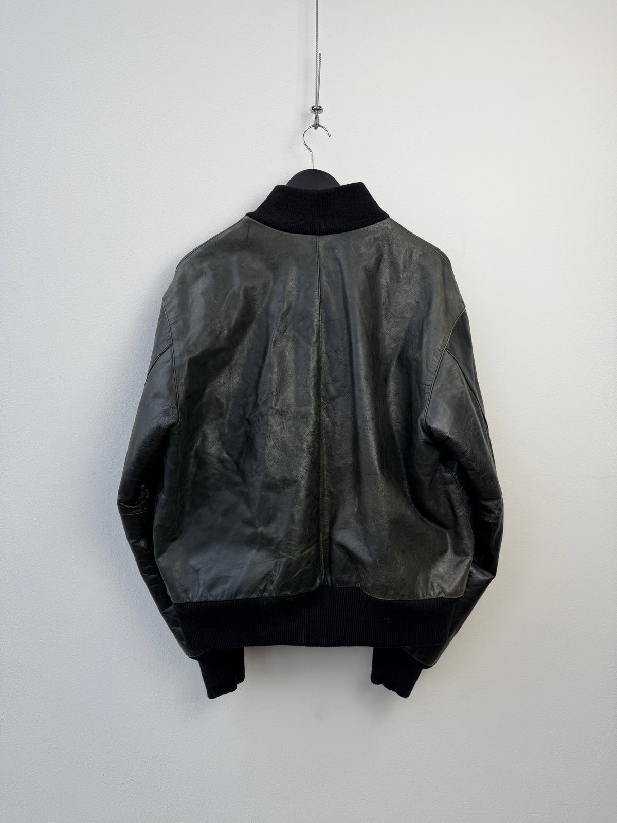 Armani Jeans 90s Leather Bomber Jacket | Large, Red
