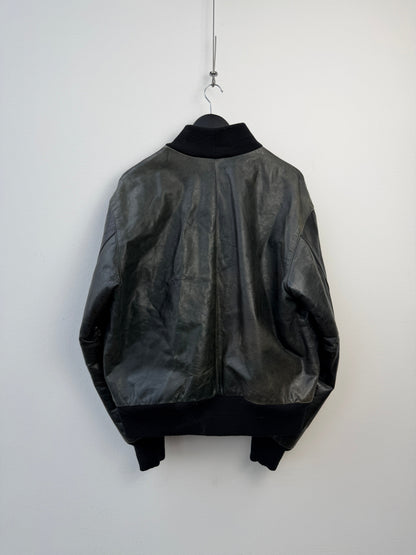 Armani Jeans 90s Leather Bomber Jacket | Large, Red