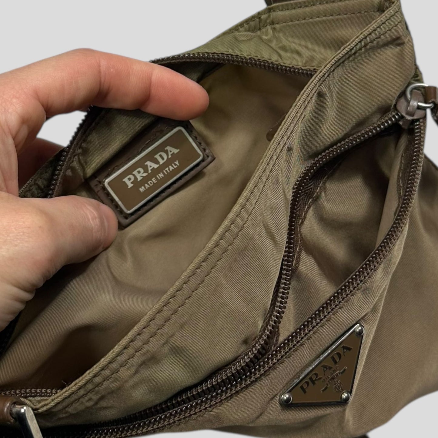 Prada Milano Tan Brown Nylon Crossbody Bag